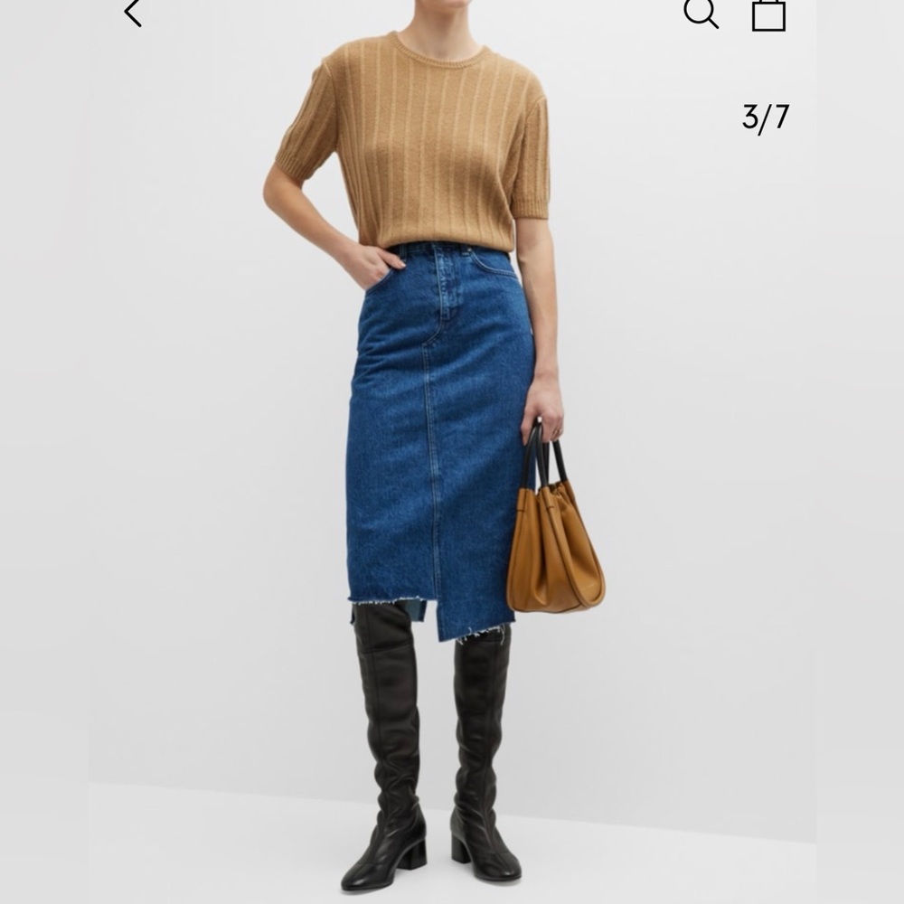 NWT Rag & Bone Sukato Denim Skirt Featuring a Frayed Step Hem Size 31 - Picture 4 of 16